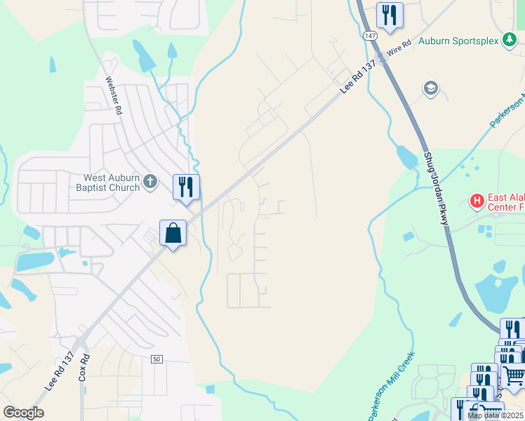 map of restaurants, bars, coffee shops, grocery stores, and more near 100 Stonegate Drive in Auburn