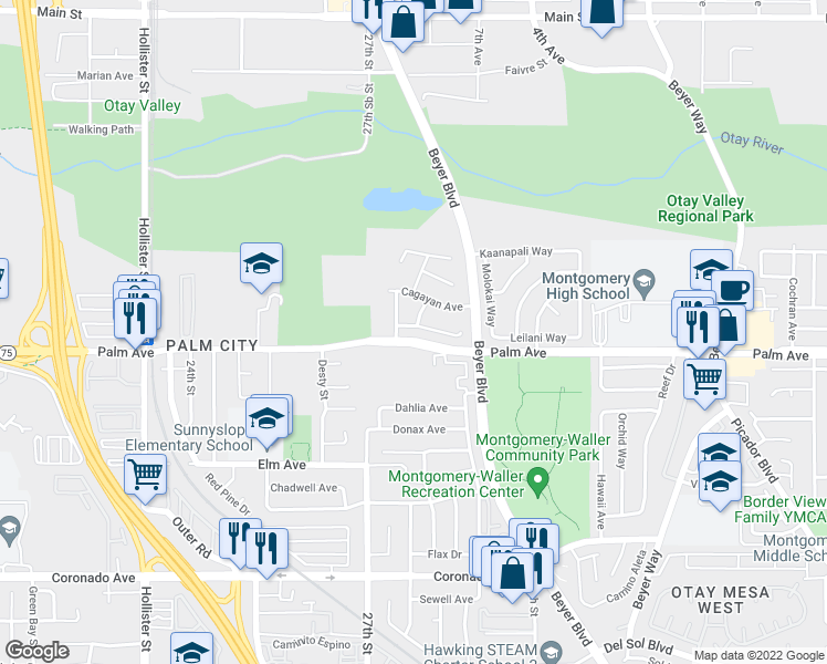 map of restaurants, bars, coffee shops, grocery stores, and more near 2717 Lungos Court in San Diego