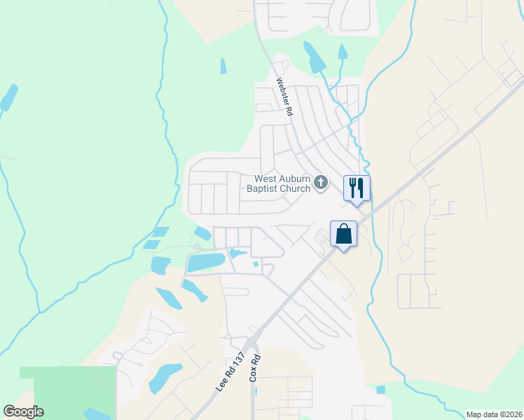 map of restaurants, bars, coffee shops, grocery stores, and more near 70 Auburn Avenue in Auburn