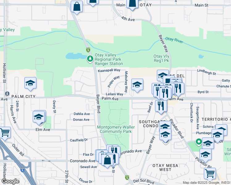 map of restaurants, bars, coffee shops, grocery stores, and more near 2396 Wailea Way in San Diego