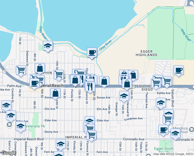 map of restaurants, bars, coffee shops, grocery stores, and more near 655 13th Street in San Diego