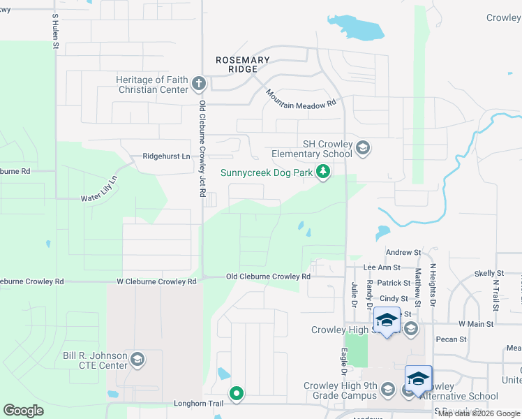 map of restaurants, bars, coffee shops, grocery stores, and more near 10501 Old Cleburne Crowley Junction in Crowley