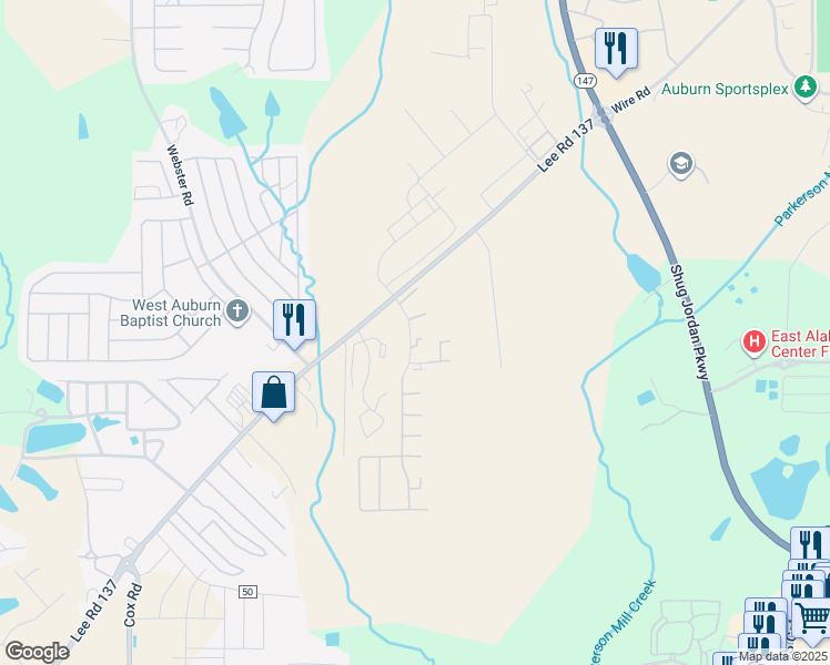 map of restaurants, bars, coffee shops, grocery stores, and more near 100 Stonegate Drive in Auburn