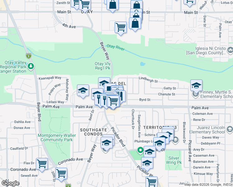 map of restaurants, bars, coffee shops, grocery stores, and more near 3465 Foss Street in San Diego