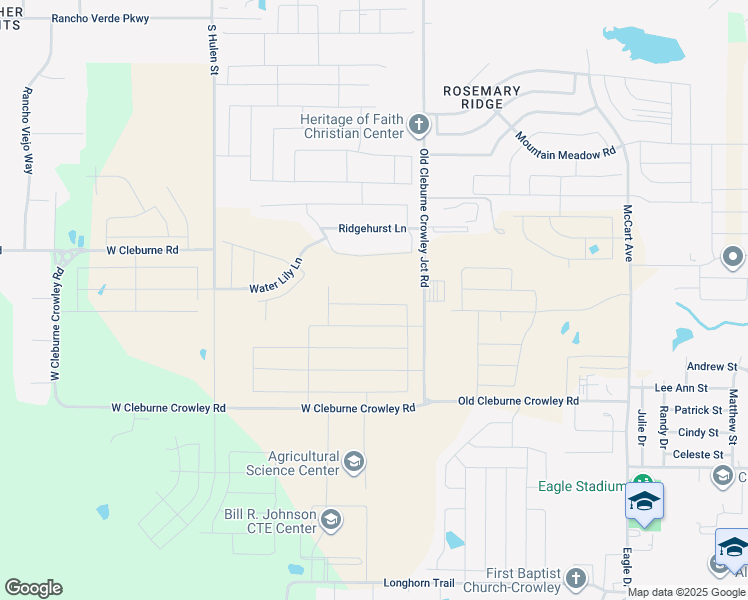 map of restaurants, bars, coffee shops, grocery stores, and more near 10700 Old Cleburne Crowley Junction in Crowley