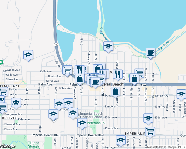 map of restaurants, bars, coffee shops, grocery stores, and more near 777 Calla Avenue in Imperial Beach