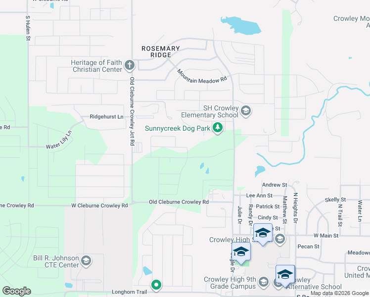 map of restaurants, bars, coffee shops, grocery stores, and more near 10501 Old Cleburne Crowley Junction in Crowley