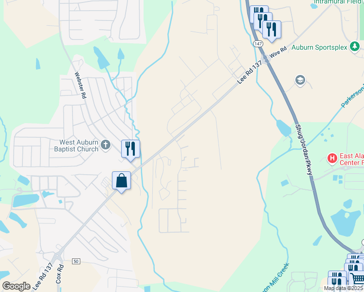 map of restaurants, bars, coffee shops, grocery stores, and more near 1007 Stonegate Drive in Auburn