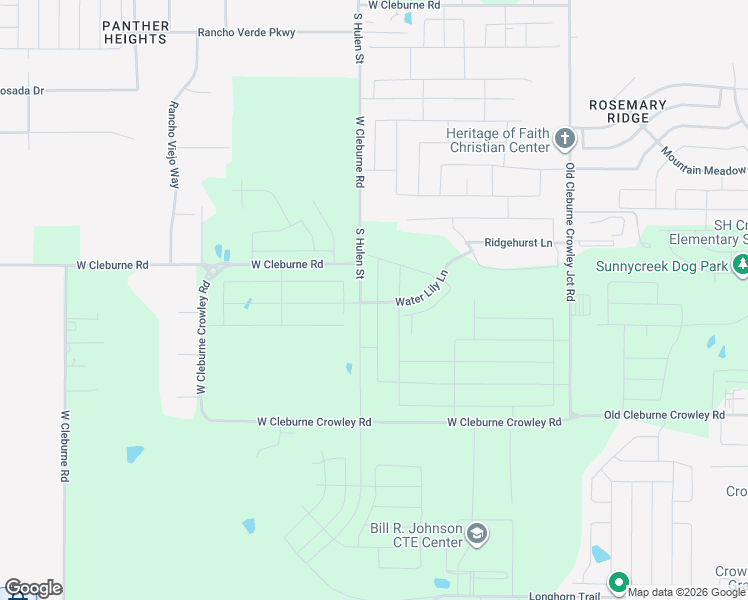 map of restaurants, bars, coffee shops, grocery stores, and more near 10329-10481 West Cleburne Road in Crowley
