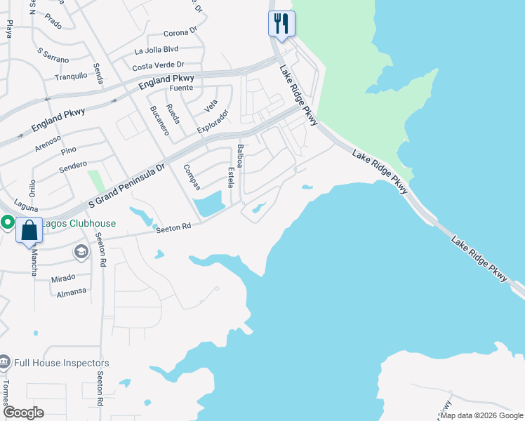 map of restaurants, bars, coffee shops, grocery stores, and more near 2660 Villa Di Lago Drive in Grand Prairie