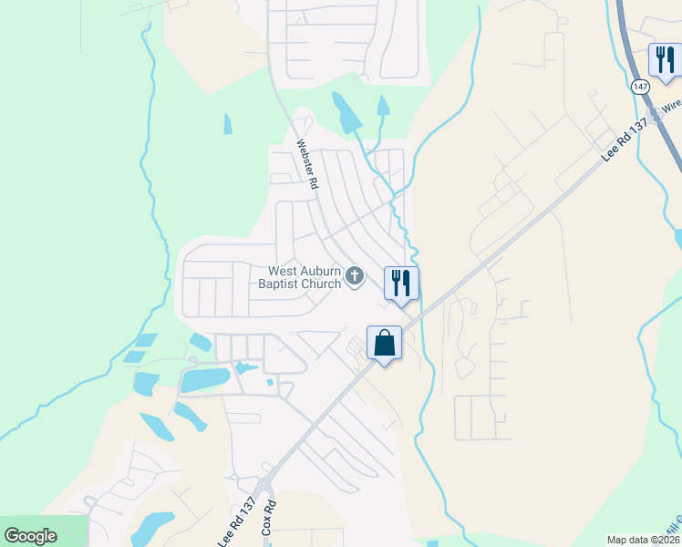 map of restaurants, bars, coffee shops, grocery stores, and more near 95 Auburn Avenue in Auburn