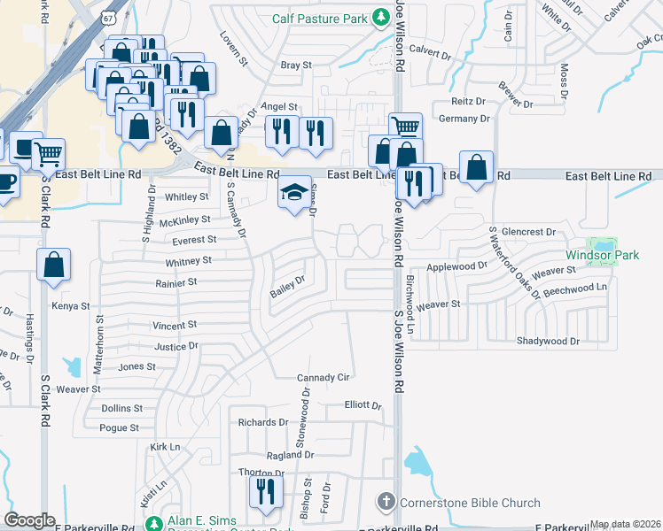 map of restaurants, bars, coffee shops, grocery stores, and more near 329 Sims Drive in Cedar Hill