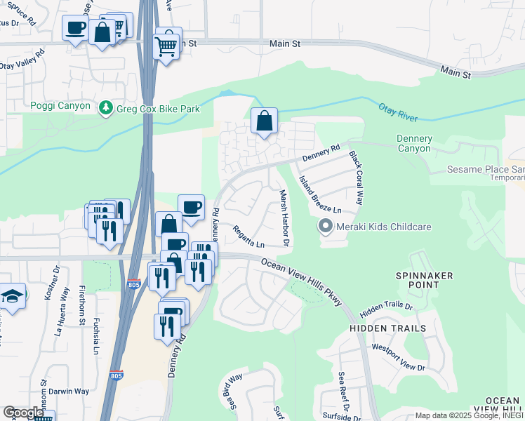 map of restaurants, bars, coffee shops, grocery stores, and more near 532 Sea Isle Drive in San Diego