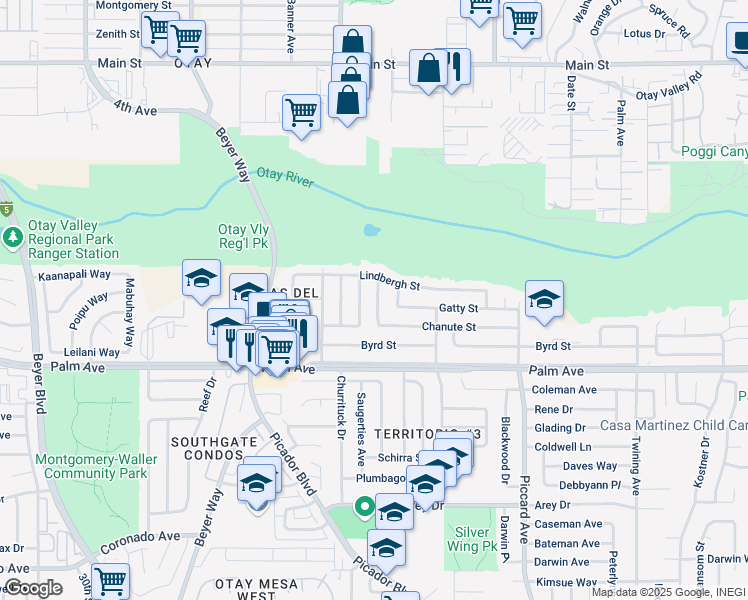 map of restaurants, bars, coffee shops, grocery stores, and more near 561 Lemay Avenue in San Diego