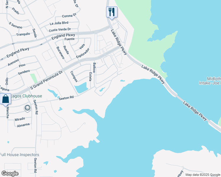 map of restaurants, bars, coffee shops, grocery stores, and more near 2655 Villa Di Lago Drive in Grand Prairie