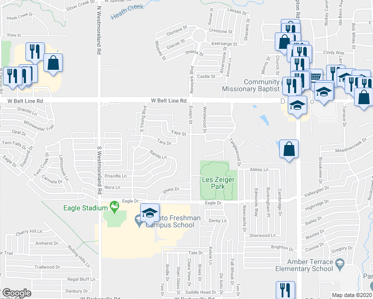 map of restaurants, bars, coffee shops, grocery stores, and more near 209 Evelyn Street in DeSoto