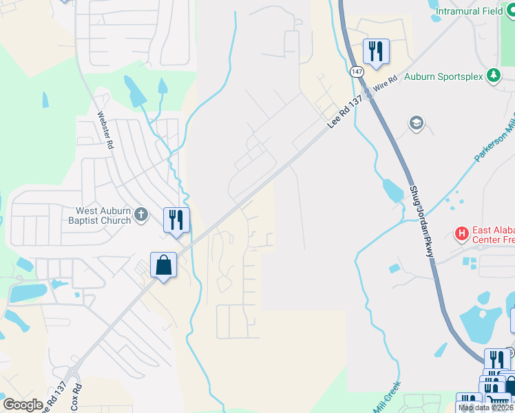 map of restaurants, bars, coffee shops, grocery stores, and more near 1003 Stonegate Drive in Auburn