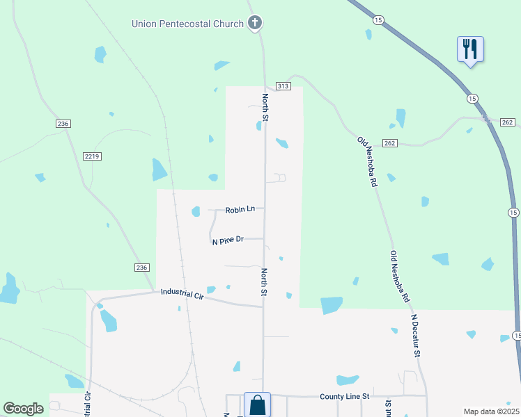 map of restaurants, bars, coffee shops, grocery stores, and more near 198 Robin Lane in Union