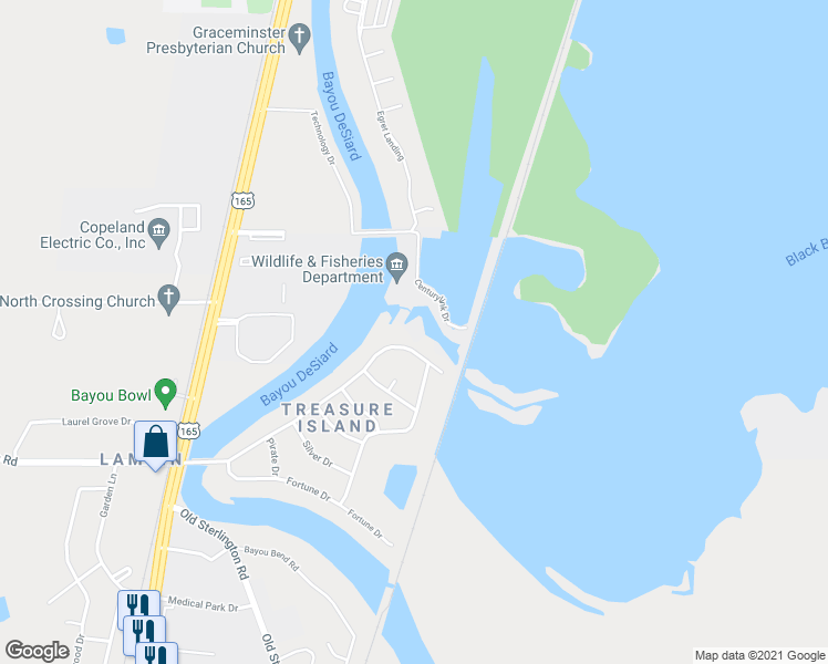 map of restaurants, bars, coffee shops, grocery stores, and more near 913 Fortune Drive in Monroe