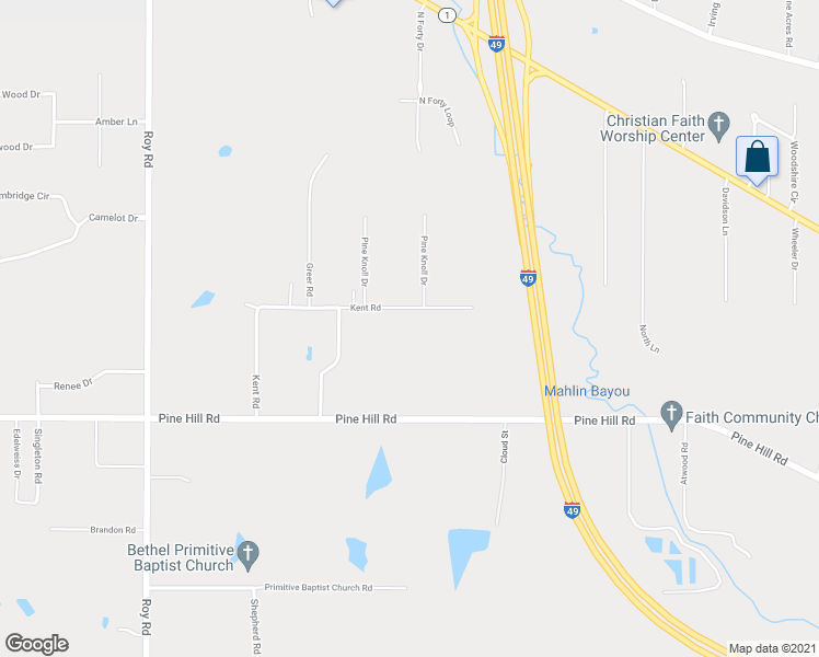 map of restaurants, bars, coffee shops, grocery stores, and more near 4685 Kent Road in Shreveport