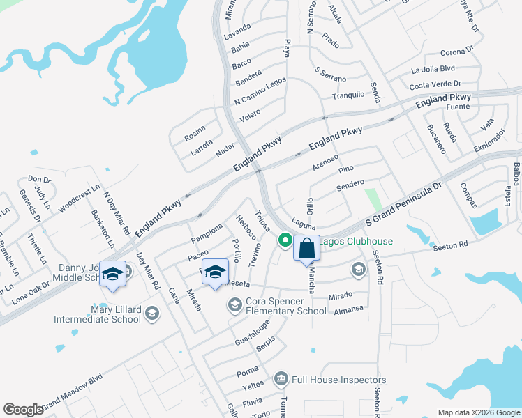map of restaurants, bars, coffee shops, grocery stores, and more near 7220 Tolosa in Grand Prairie