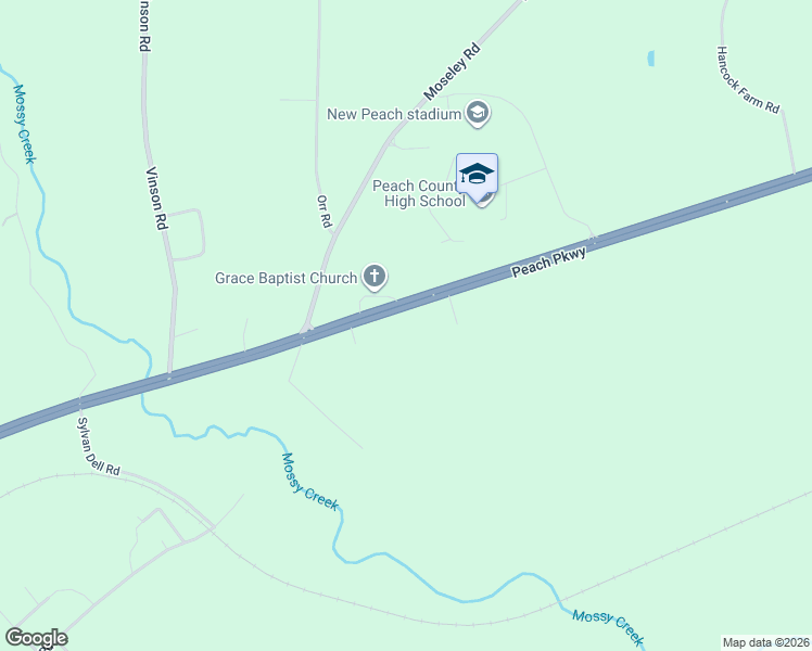 map of restaurants, bars, coffee shops, grocery stores, and more near 3264 Peach Parkway in Fort Valley