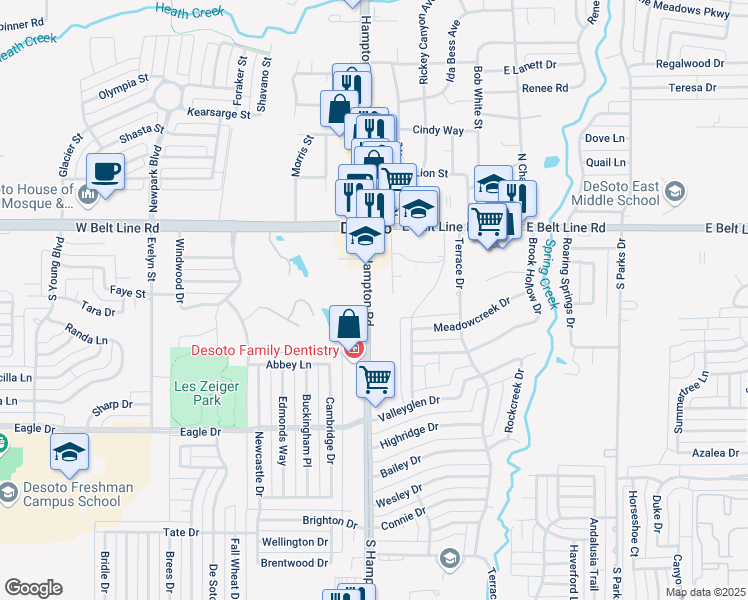 map of restaurants, bars, coffee shops, grocery stores, and more near in DeSoto