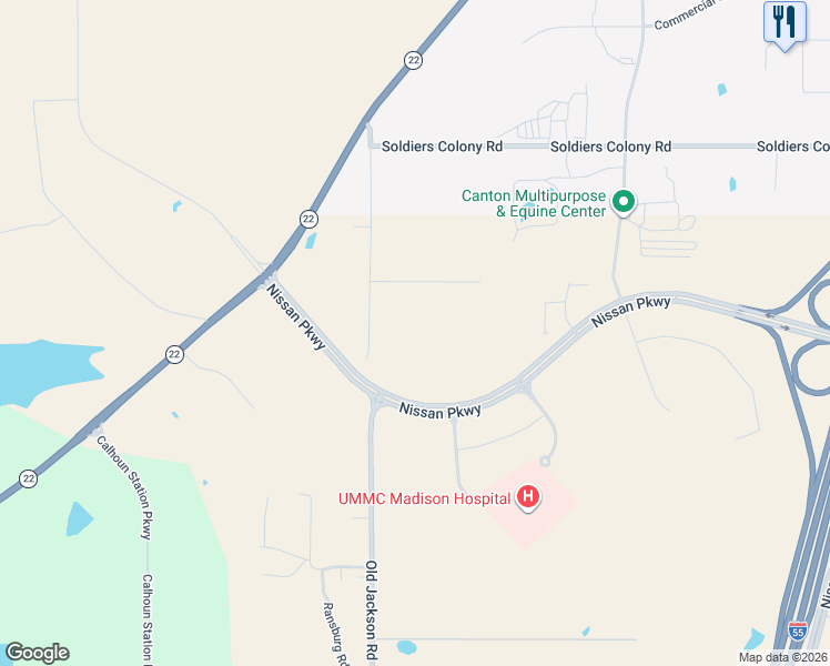 map of restaurants, bars, coffee shops, grocery stores, and more near 1090 Old Jackson Road in Canton