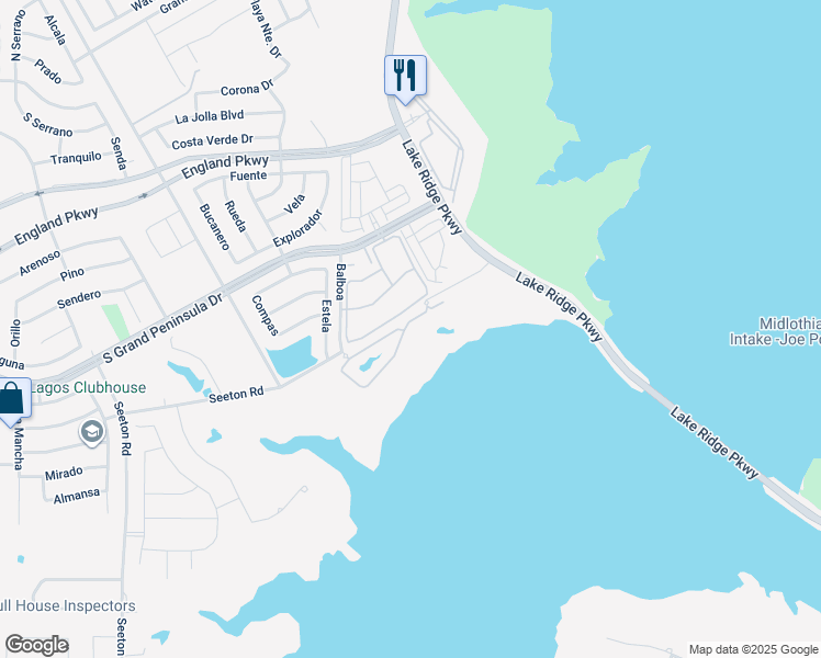 map of restaurants, bars, coffee shops, grocery stores, and more near 2620 Villa Di Lago Drive in Grand Prairie