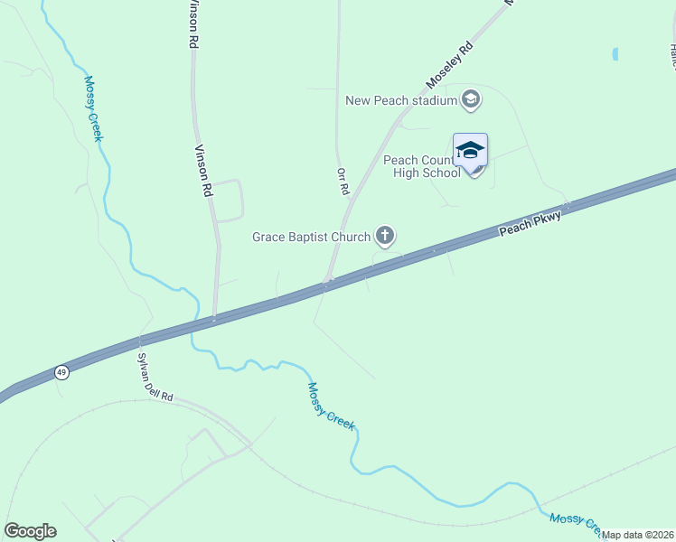 map of restaurants, bars, coffee shops, grocery stores, and more near 7067 Moseley Road in Fort Valley