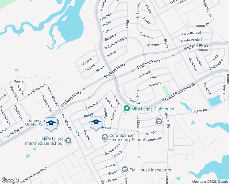 map of restaurants, bars, coffee shops, grocery stores, and more near 7212 Tolosa in Grand Prairie