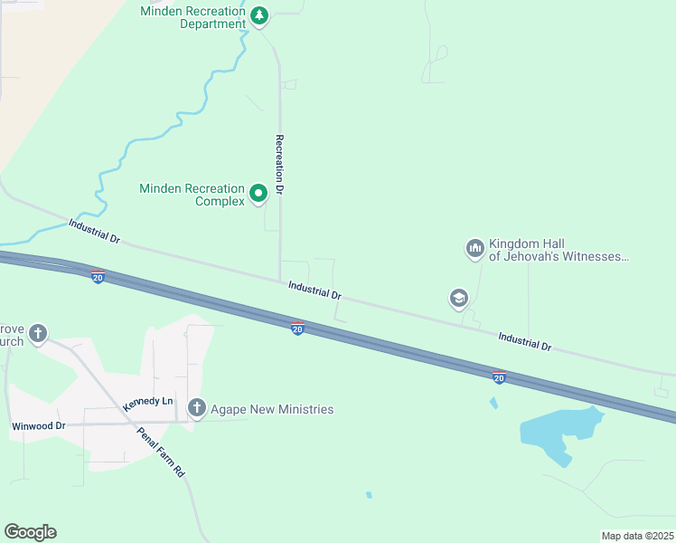 map of restaurants, bars, coffee shops, grocery stores, and more near 400 Hillside Lane in Minden