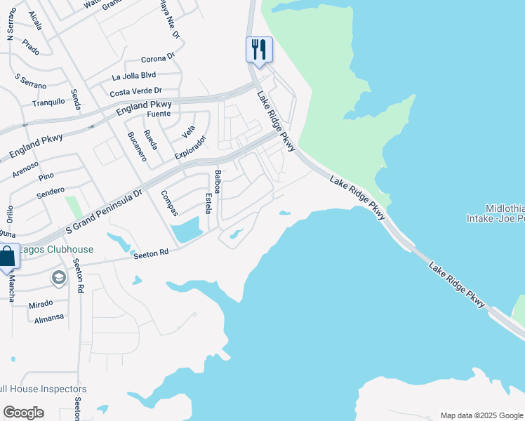 map of restaurants, bars, coffee shops, grocery stores, and more near 2620 Villa Di Lago Drive in Grand Prairie