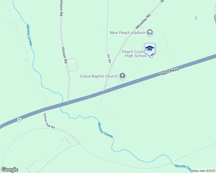 map of restaurants, bars, coffee shops, grocery stores, and more near 7067 Moseley Road in Fort Valley
