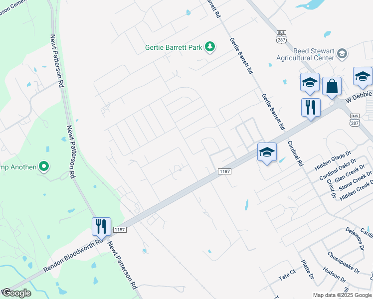 map of restaurants, bars, coffee shops, grocery stores, and more near 1705 Barbados Drive in Mansfield