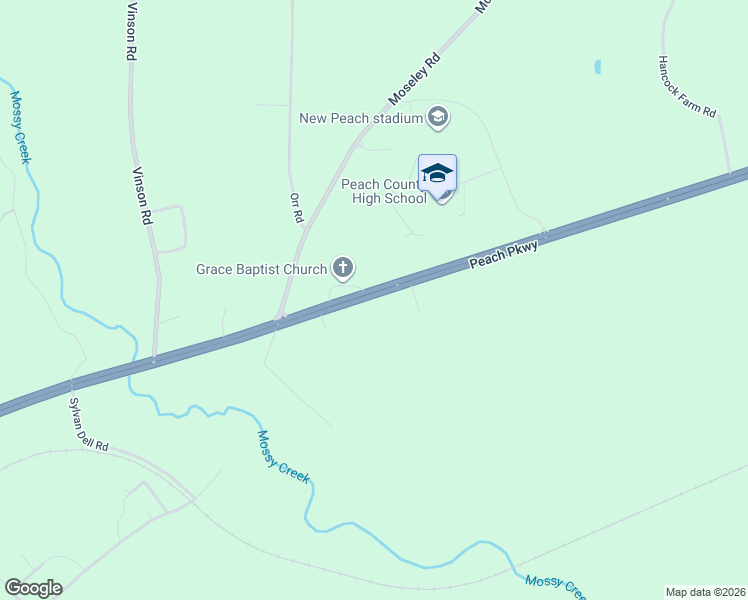 map of restaurants, bars, coffee shops, grocery stores, and more near 3264 Peach Parkway in Fort Valley