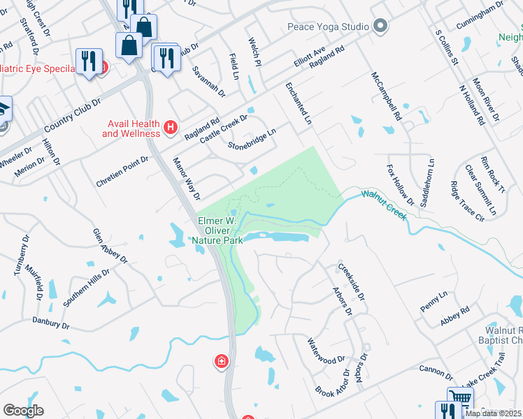 map of restaurants, bars, coffee shops, grocery stores, and more near 1650 Matlock Road in Mansfield