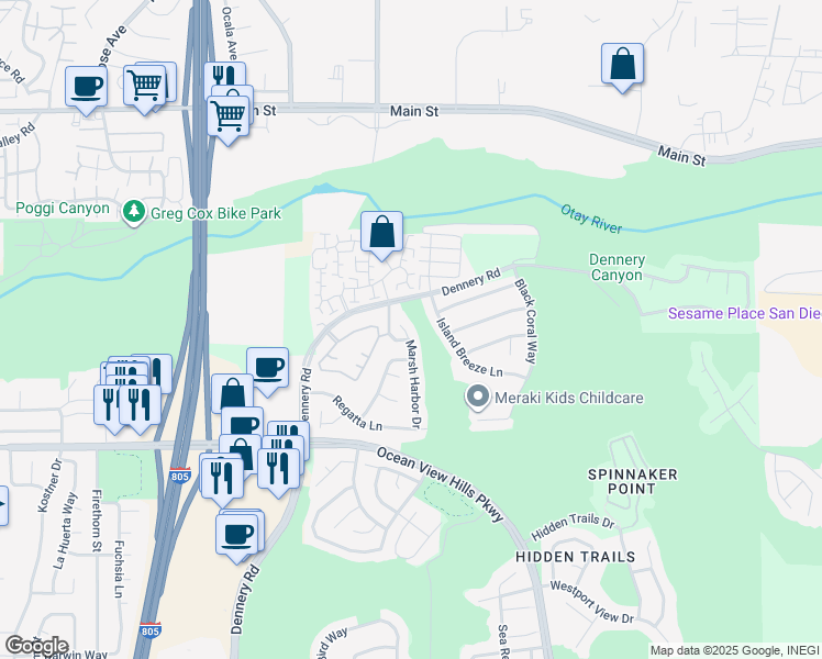 map of restaurants, bars, coffee shops, grocery stores, and more near 475 Marsh Harbor Drive in San Diego