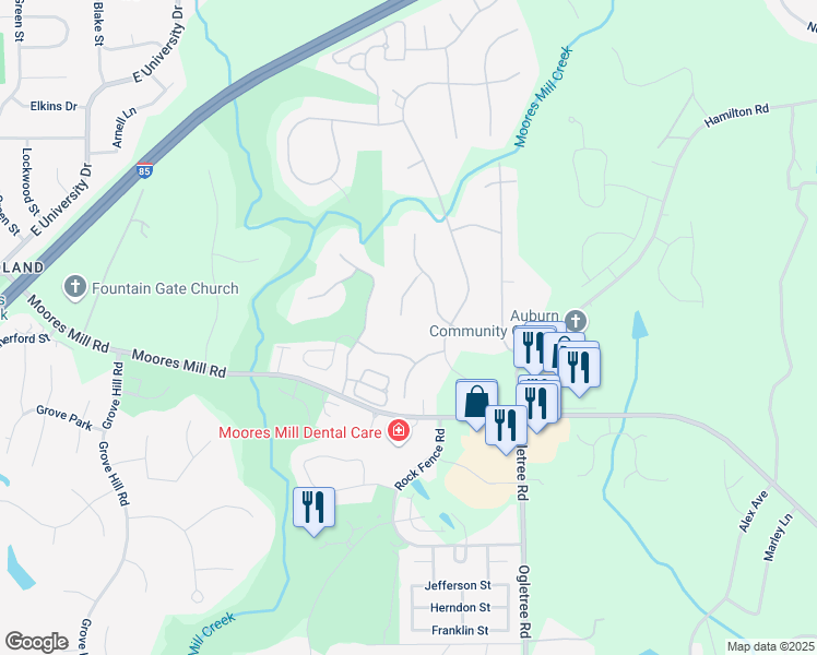 map of restaurants, bars, coffee shops, grocery stores, and more near 861 Yorkshire Drive in Auburn