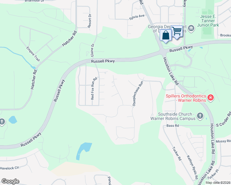 map of restaurants, bars, coffee shops, grocery stores, and more near 205 Mill Pond Chase in Warner Robins