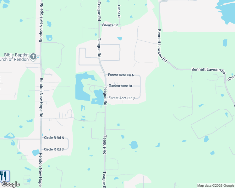map of restaurants, bars, coffee shops, grocery stores, and more near 6223 Forest Acre Circle North in Fort Worth
