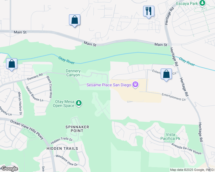 map of restaurants, bars, coffee shops, grocery stores, and more near 5353 Topsail Drive in San Diego