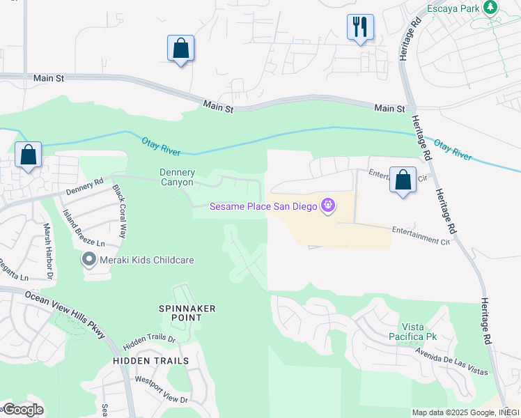 map of restaurants, bars, coffee shops, grocery stores, and more near 5353 Topsail Drive in San Diego