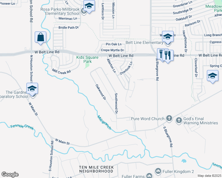 map of restaurants, bars, coffee shops, grocery stores, and more near 219 Southwood Drive in Lancaster