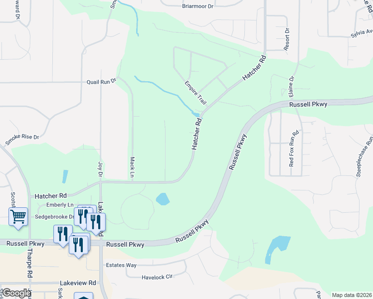 map of restaurants, bars, coffee shops, grocery stores, and more near 247 Hatcher Road in Warner Robins