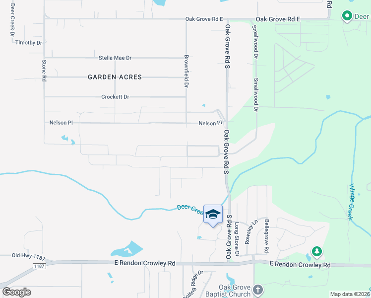 map of restaurants, bars, coffee shops, grocery stores, and more near 1304 Brownford Drive in Burleson