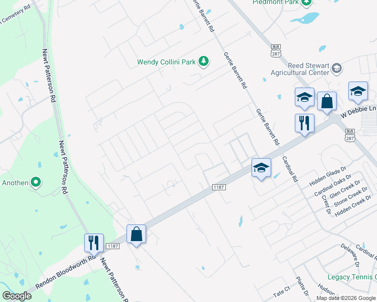 map of restaurants, bars, coffee shops, grocery stores, and more near 1903 Bertram Drive in Mansfield
