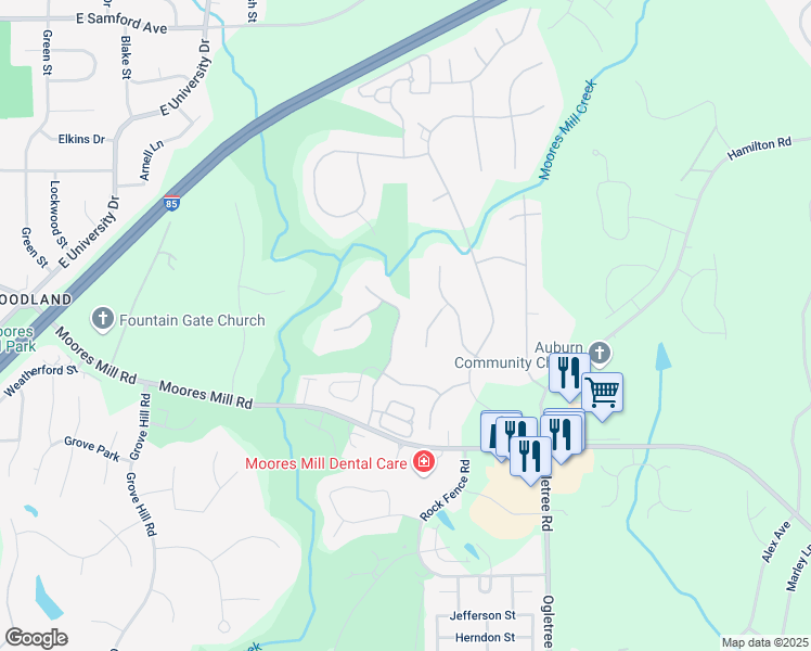 map of restaurants, bars, coffee shops, grocery stores, and more near 833 Millers Point Road in Auburn