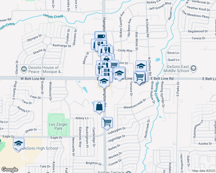 map of restaurants, bars, coffee shops, grocery stores, and more near in DeSoto