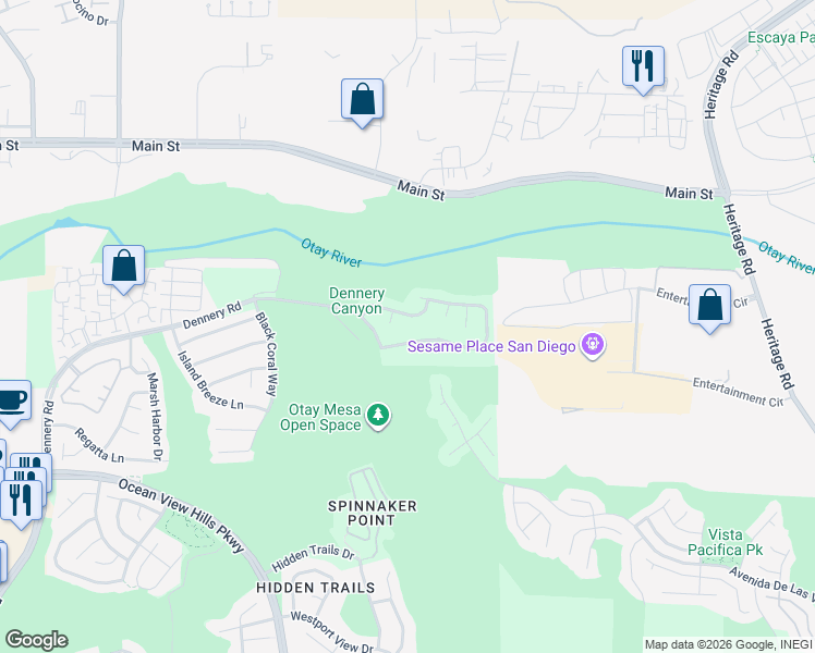 map of restaurants, bars, coffee shops, grocery stores, and more near 5217 Topside Lane in San Diego